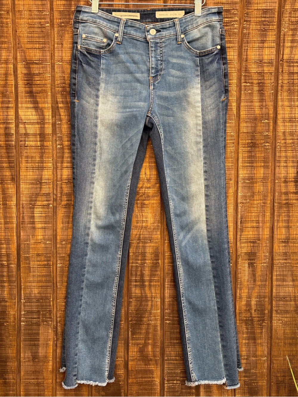 Pilcro And The Letterpress Parallel Two Tone Raw Hem Jeans
